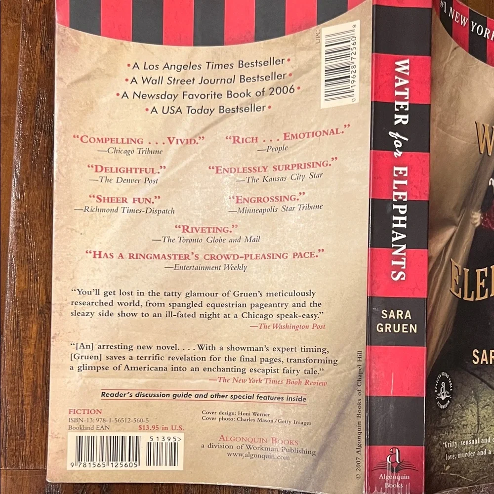 Water for Elephants by Sara Gruen NEW YORK TIMES BESTSELLER - Picture 3 of 3
